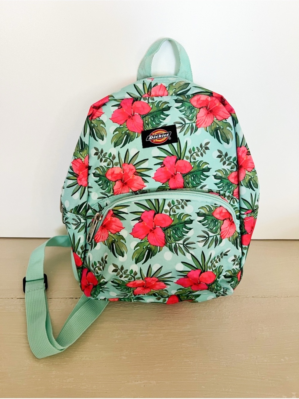 Dickies Mini Backpack Tropical Hibiscus Floral Teal Pink Y2K Hawaiian